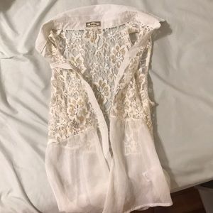 White beautiful tank with gold flower details